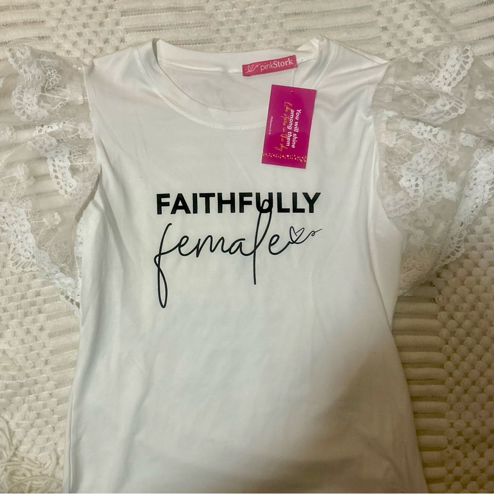 White Lace Sleeve Tee